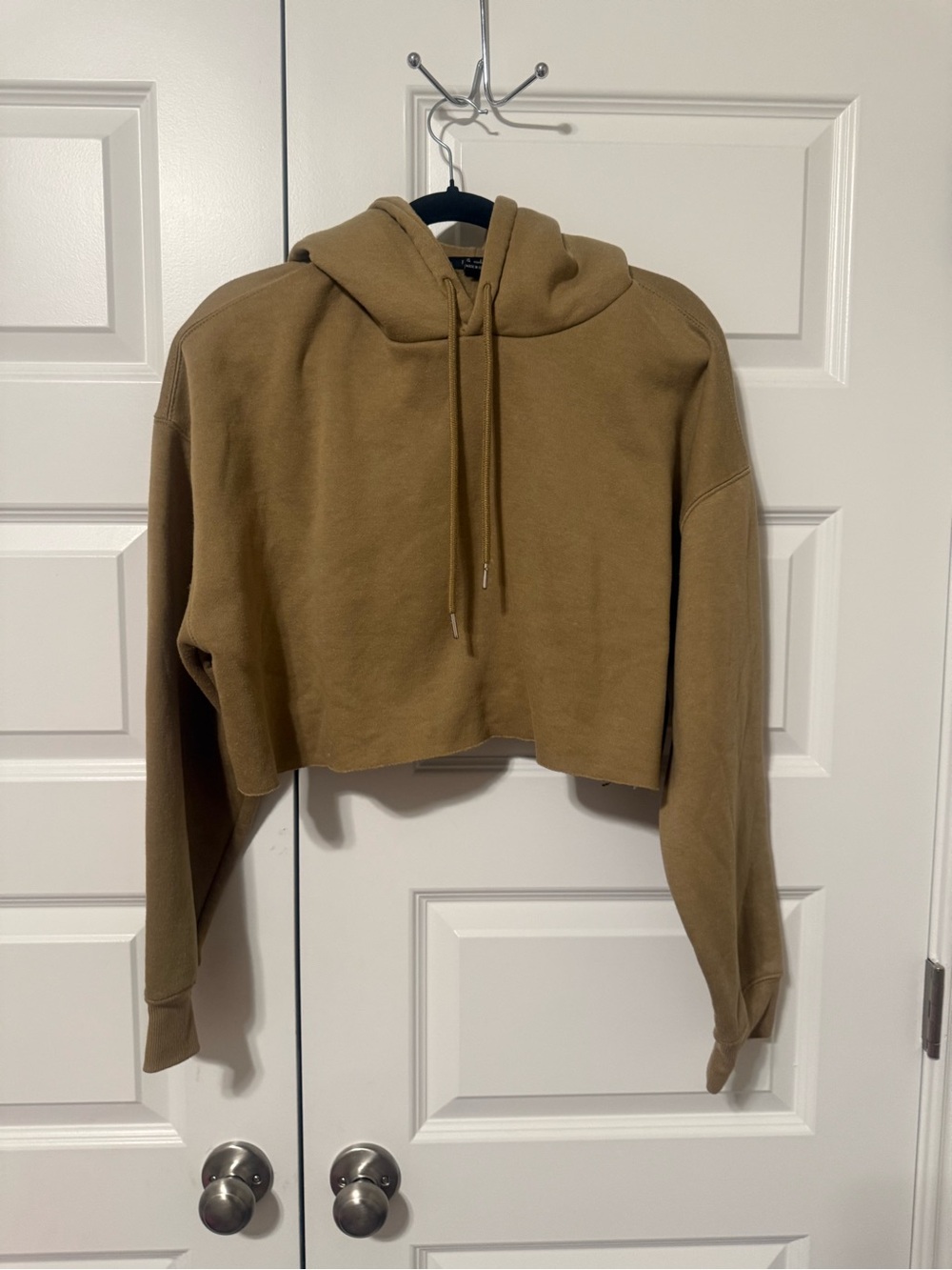 Forever 21 Cropped Drawstring Hoodie - Brown